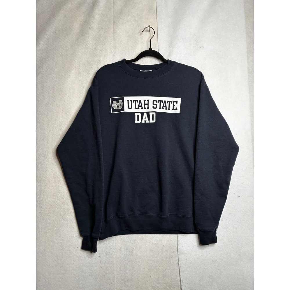 Champion Utah State Dad Sweatshirt Mens Medium Navy Blue Crewneck Pullover